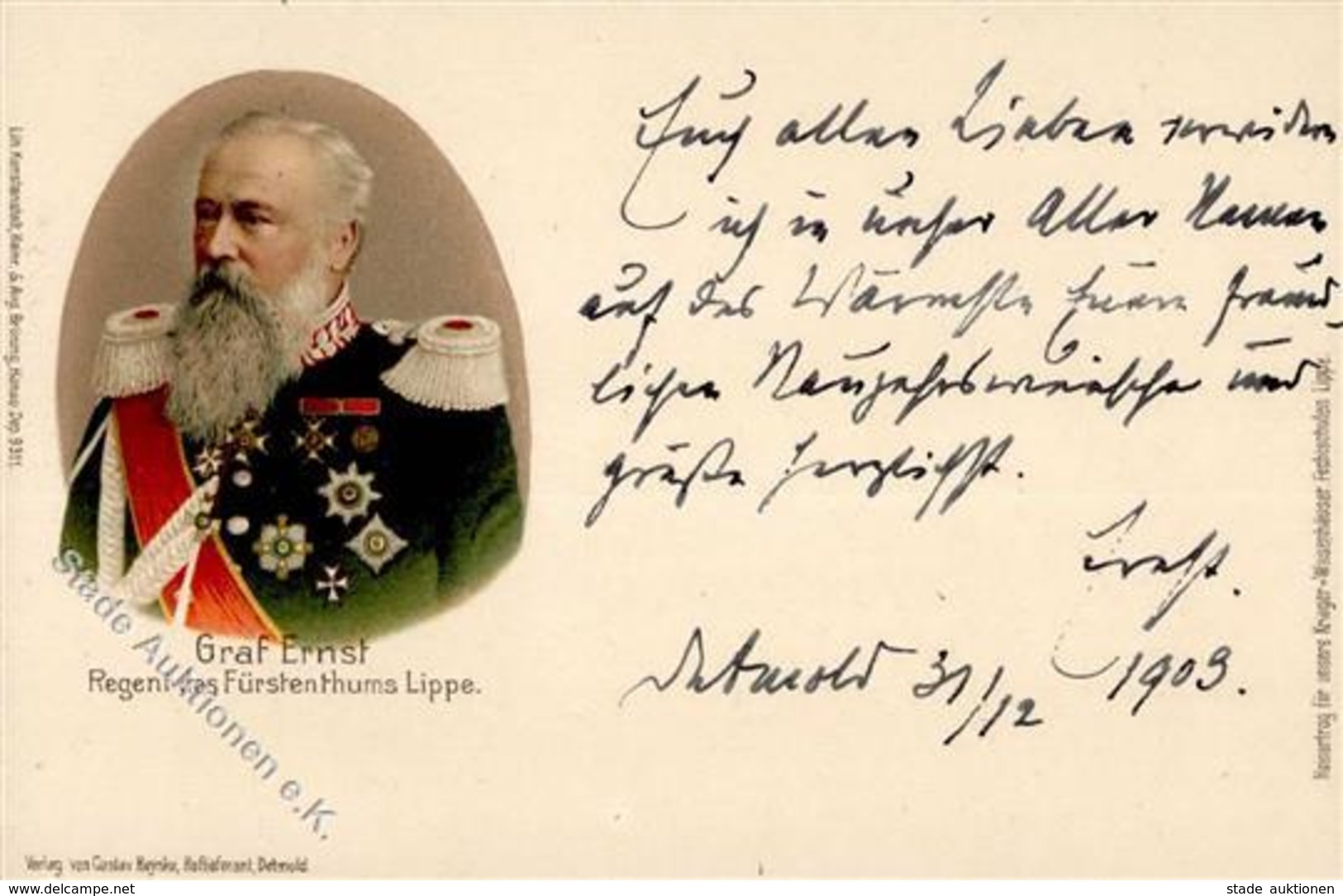 Adel Fürstentum Lippe Graf Ernst Autograph I-II - Königshäuser