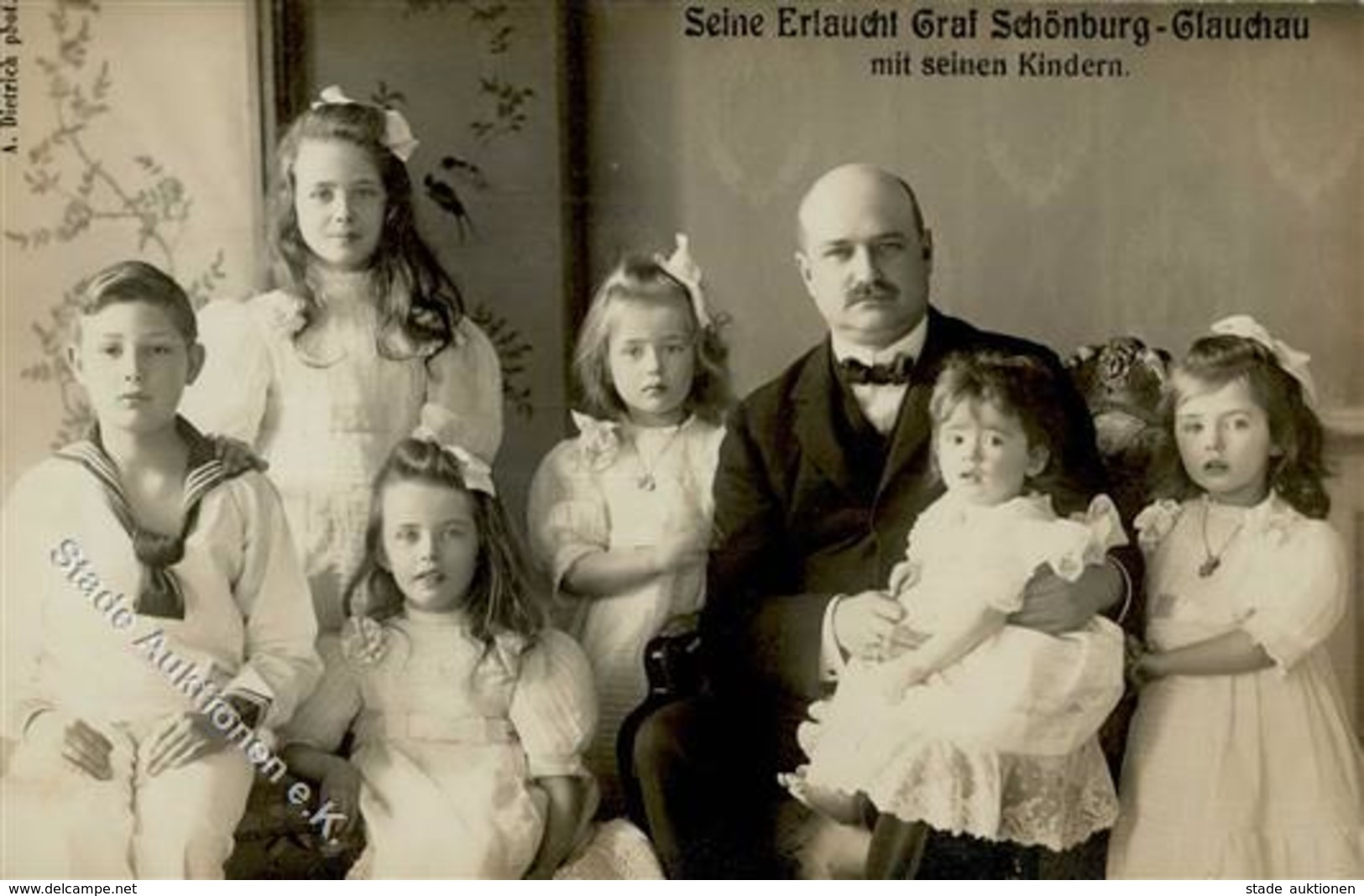 Adel Graf Schönburg Glauchau Mit Seinen Kindern Foto-Karte I-II - Familias Reales