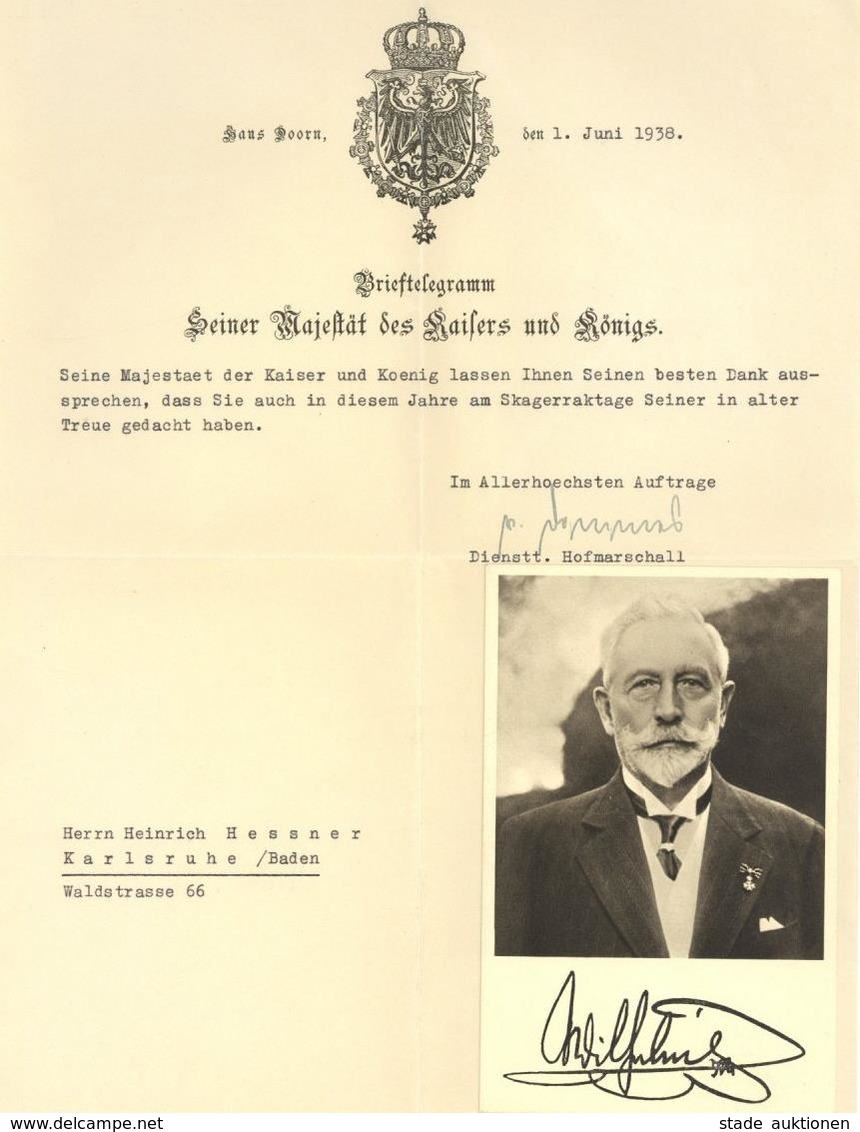 Adel Hohenzollern Kaiser Wilhelm Brieftelegramm Und Ansichtskarten I-II - Königshäuser