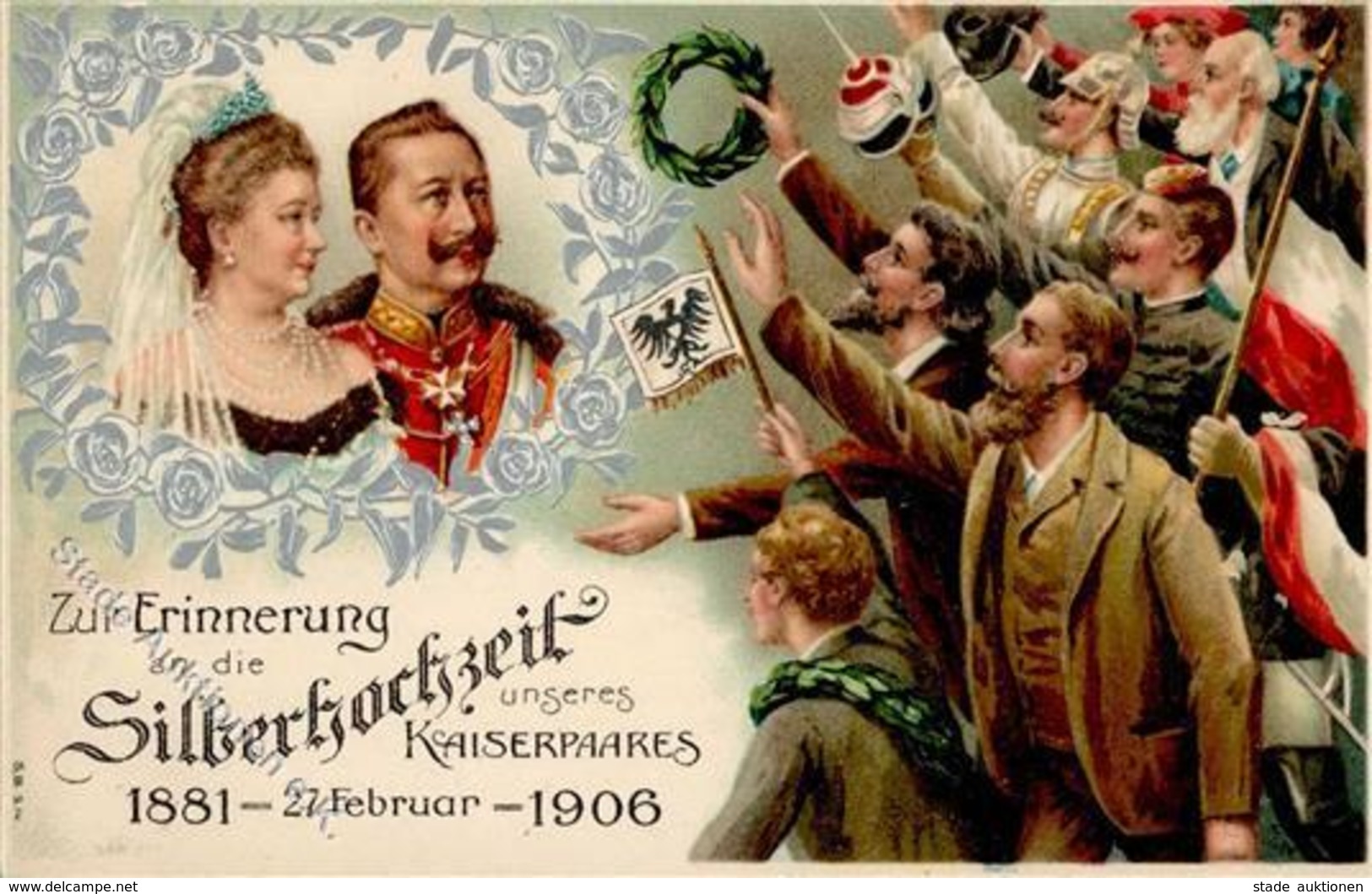 Adel Hohenzollern Kaiser Wilhelm II. Und Kaiserin Auguste Viktoria Präge-Karte I-II - Königshäuser
