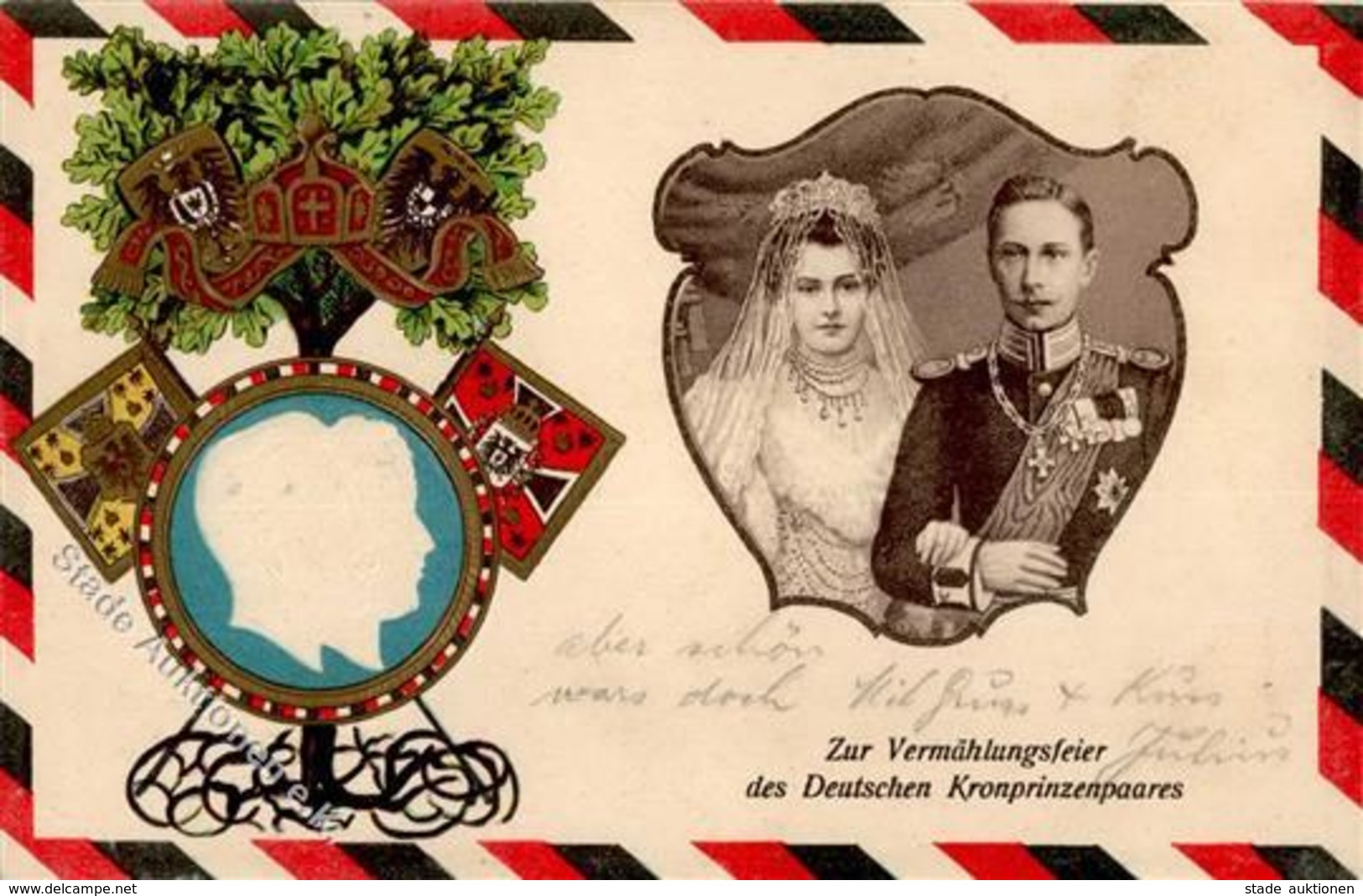 Adel Hohenzollern Kronprinz Wilhelm Und Cecilie Präge-Karte 1905 I-II - Royal Families