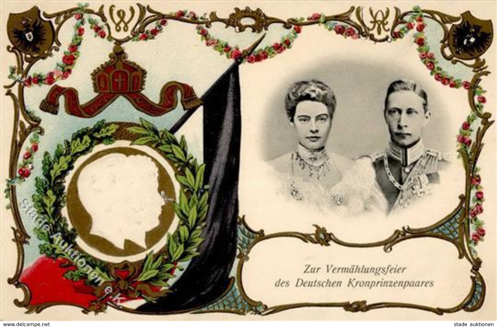 Adel Hohenzollern Kronprinz Wilhelm Und Cecilie Präge-Karte 1905 I-II - Royal Families