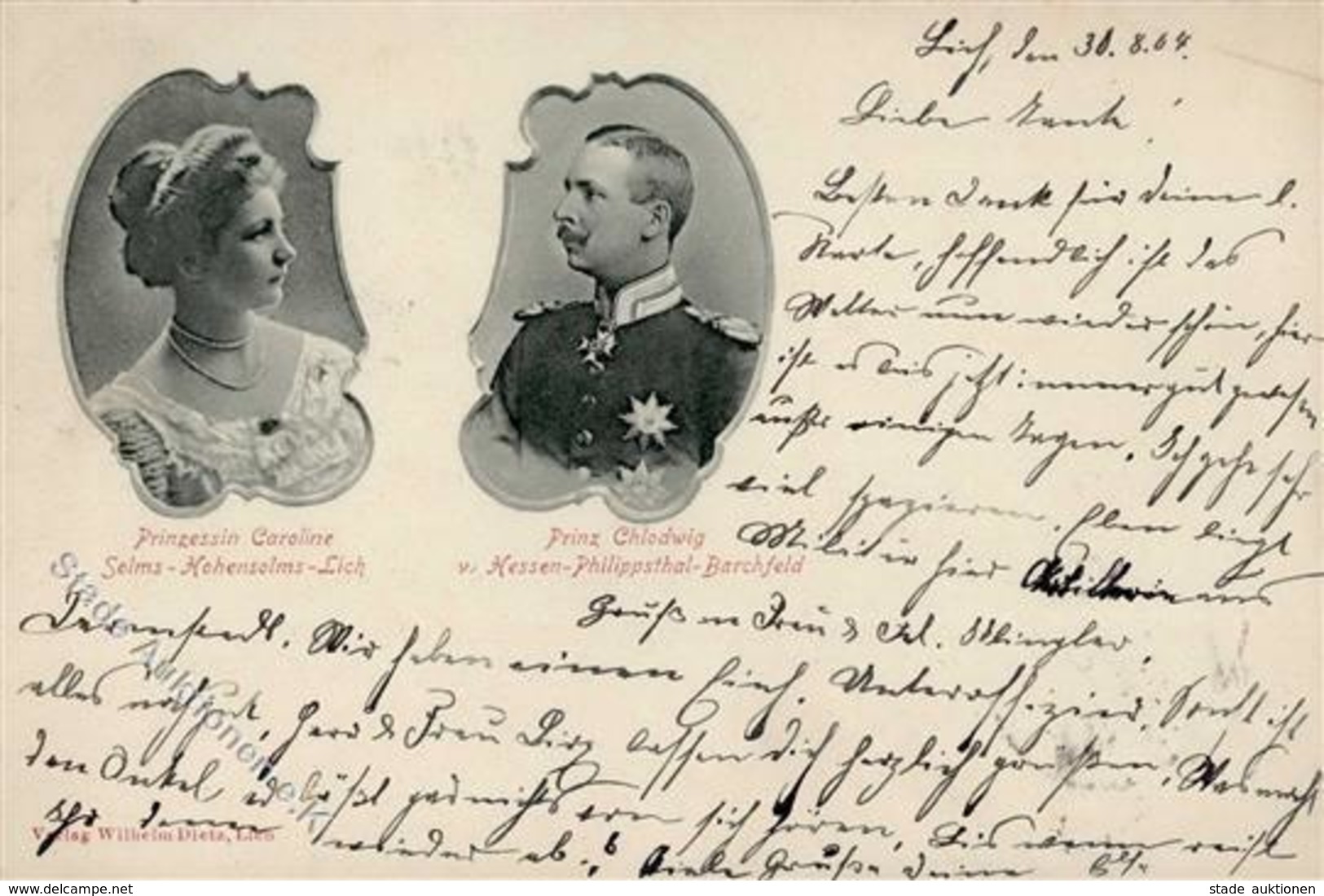 Adel Hessen Prinz Clodwig U. Prinzessin Caroline 1904 I-II - Familias Reales