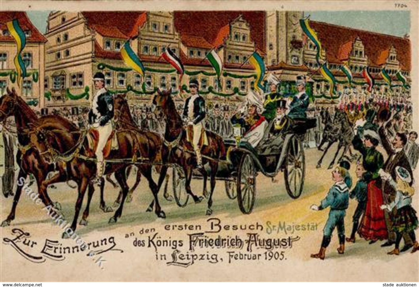 Adel Sachsen, Zur Erinnerung An Den 1. Besuch Sr. Majestät Friedrich August" In Leipzig, Feb., 1905, Altersspuren, Ungeb - Königshäuser