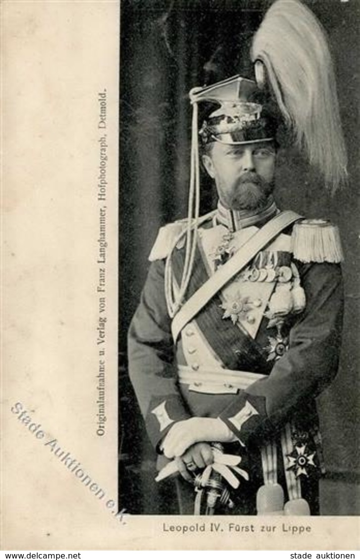 Adel Schaumburg-Lippe Fürst Leopold IV. Zur Lippe 1910 I-II - Familles Royales