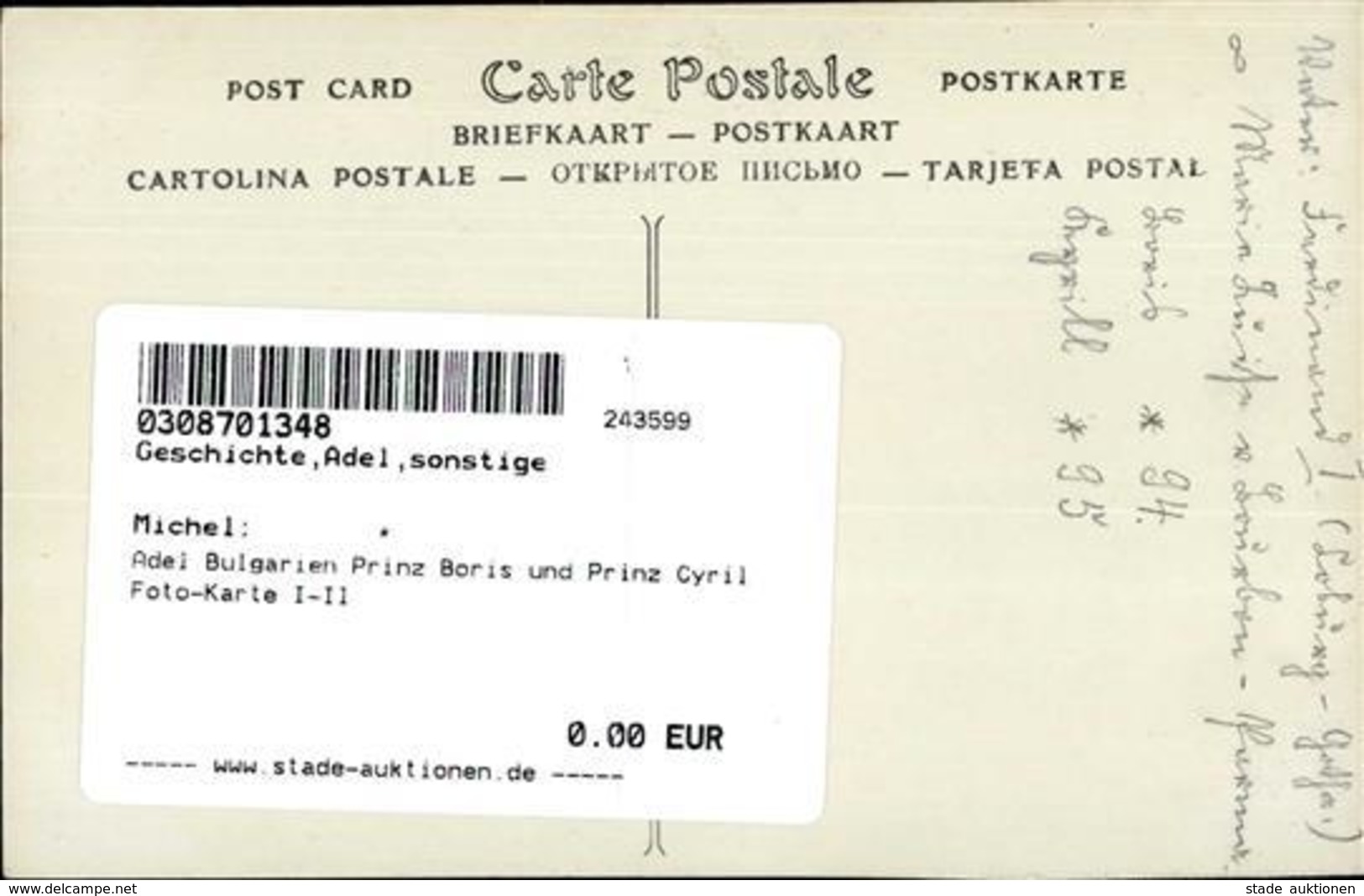 Adel Bulgarien Prinz Boris Und Prinz Cyril Foto-Karte I-II - Case Reali