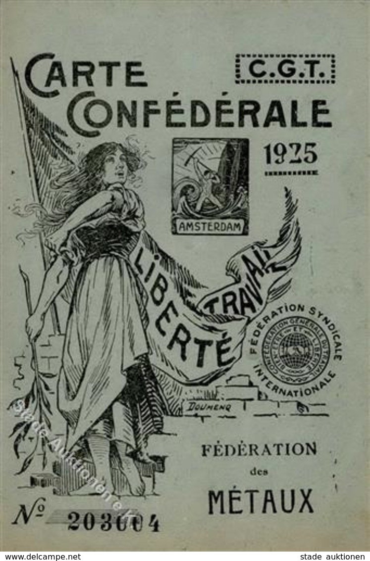 AMSTERDAM - Klappkarte -Carte CONFEDERALE C.G.T. 1925 - FEDERATION SYNDICALE Mit Beitragsmarken I-II - Events