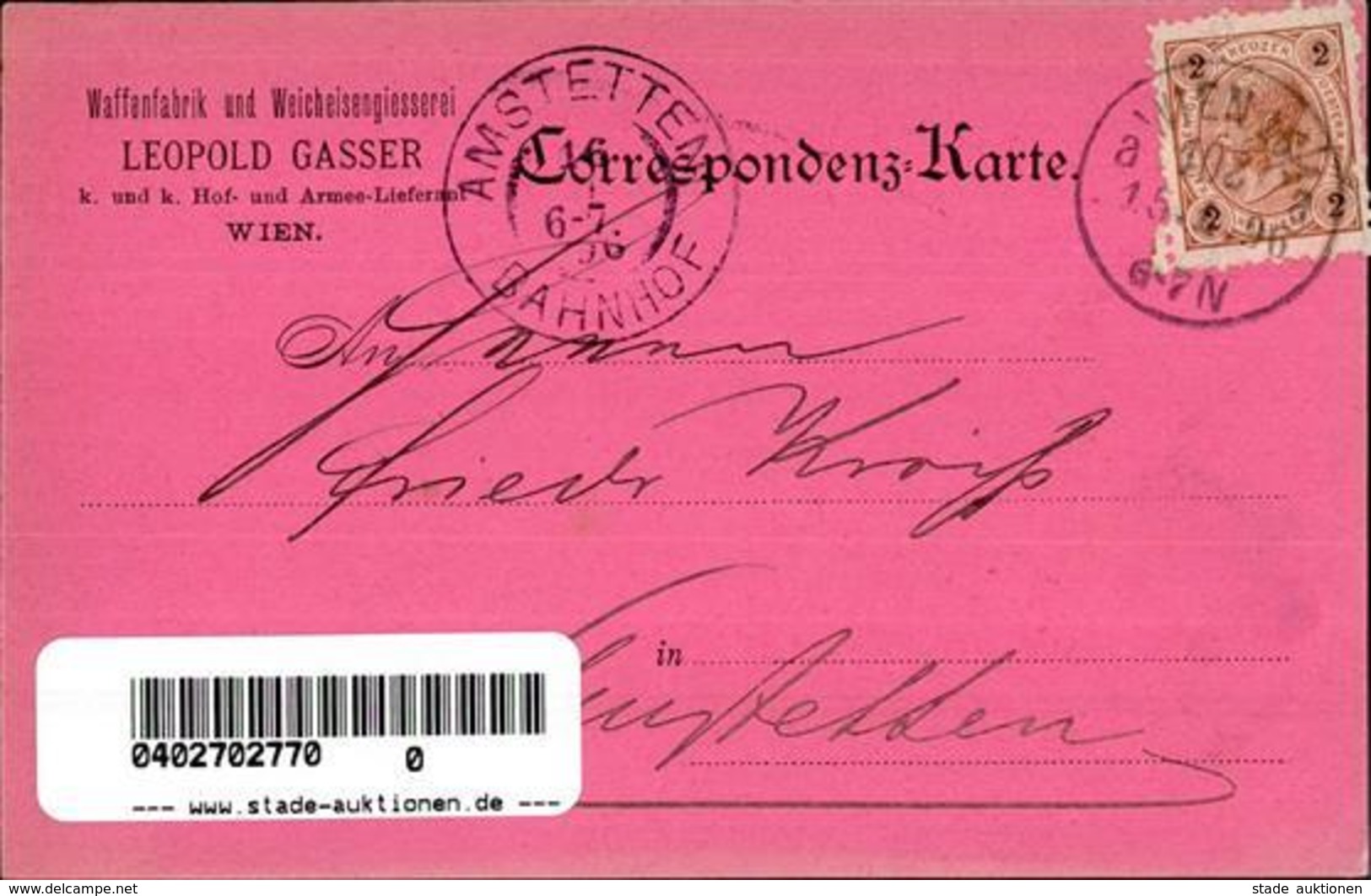 Waffe Wien (1010) Österreich Waffenfabrik Und Weicheisengießerei Leopold Gasser 1896 I-II - Uniformes