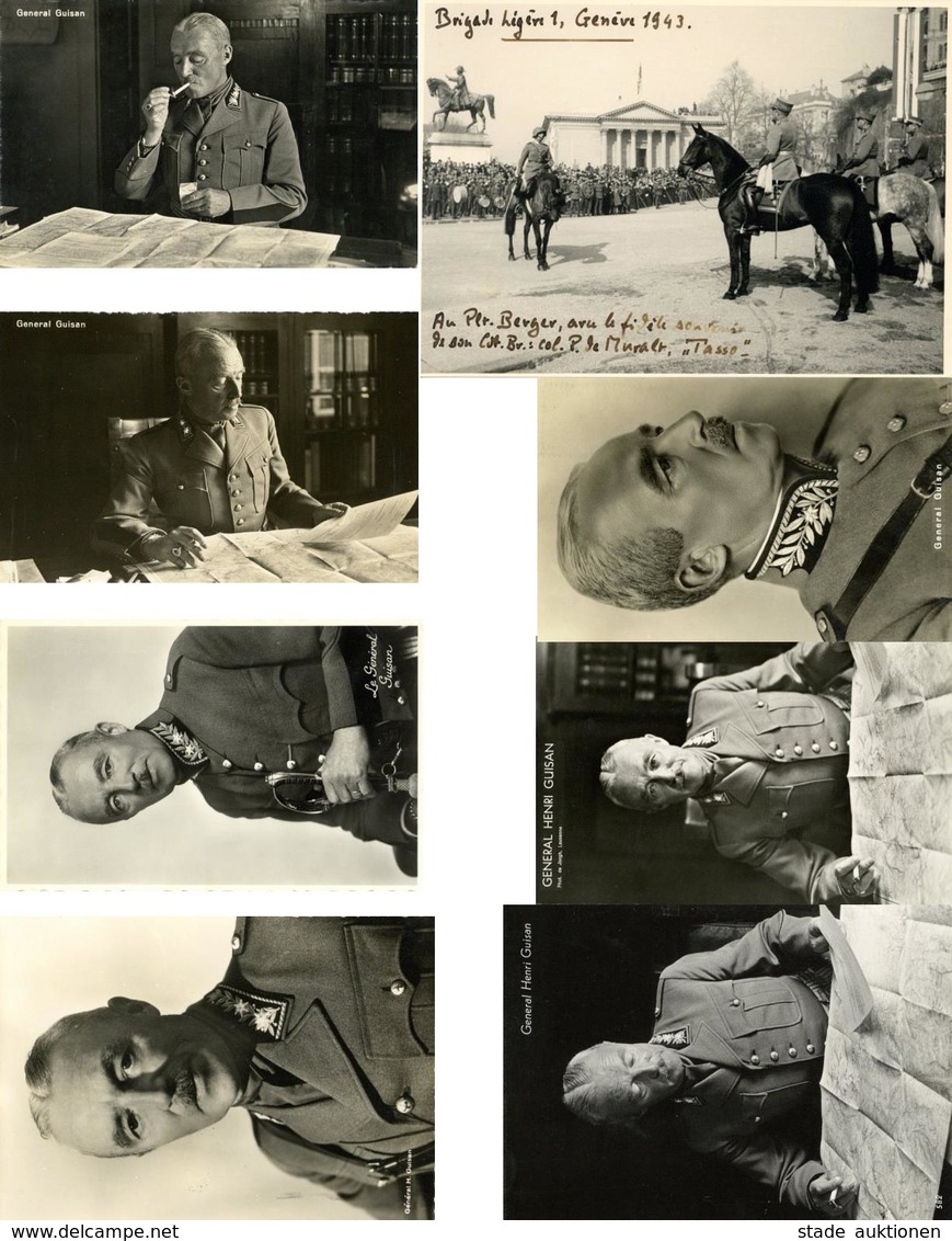 Militär Schweiz Guisan, Henri General Lot Mit 7 Foto-Karten U. 1 Foto 17,5 X 12 Cm I-II - Other & Unclassified