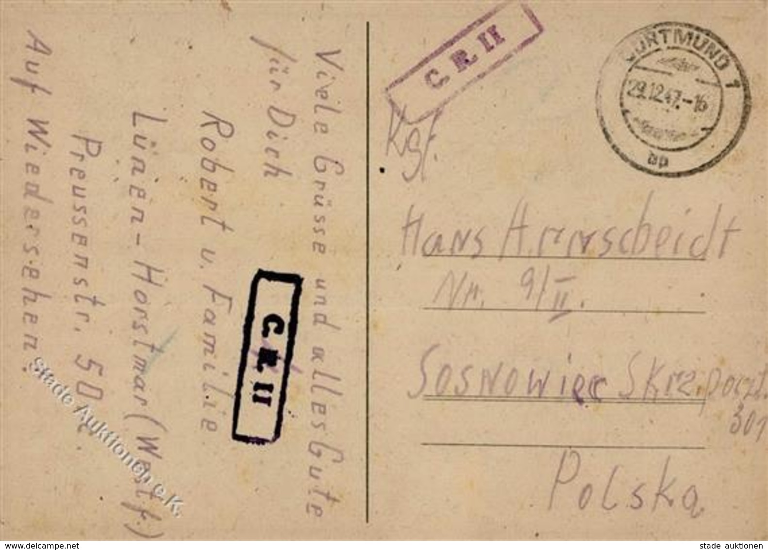 Kriegsgefangene Post WK II Seltene Post Mit Zensur Aus Den Jetzt Polnischen Oberschlesischen Kohlegruben I-II - War 1939-45