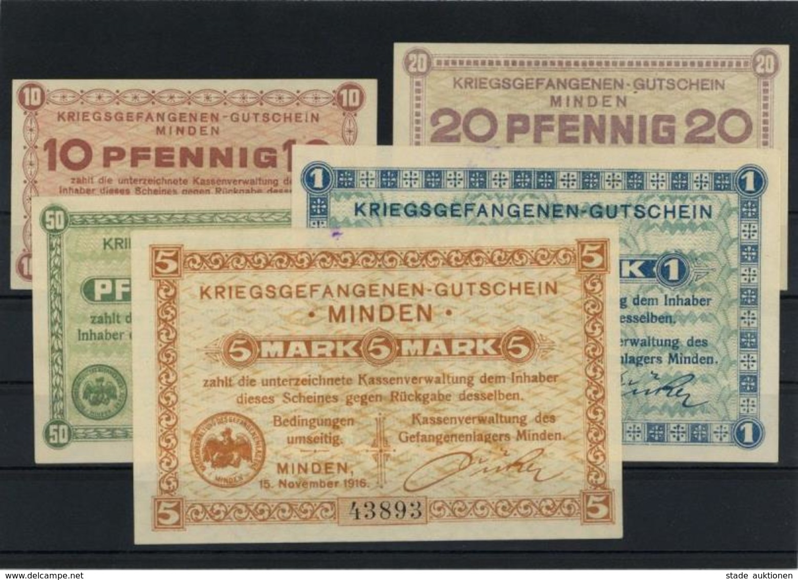 Kriegsgefangene WK I Minden (4950) Lot Mit 5 Kriegsgefangenen Gutscheinen I-II - War 1939-45