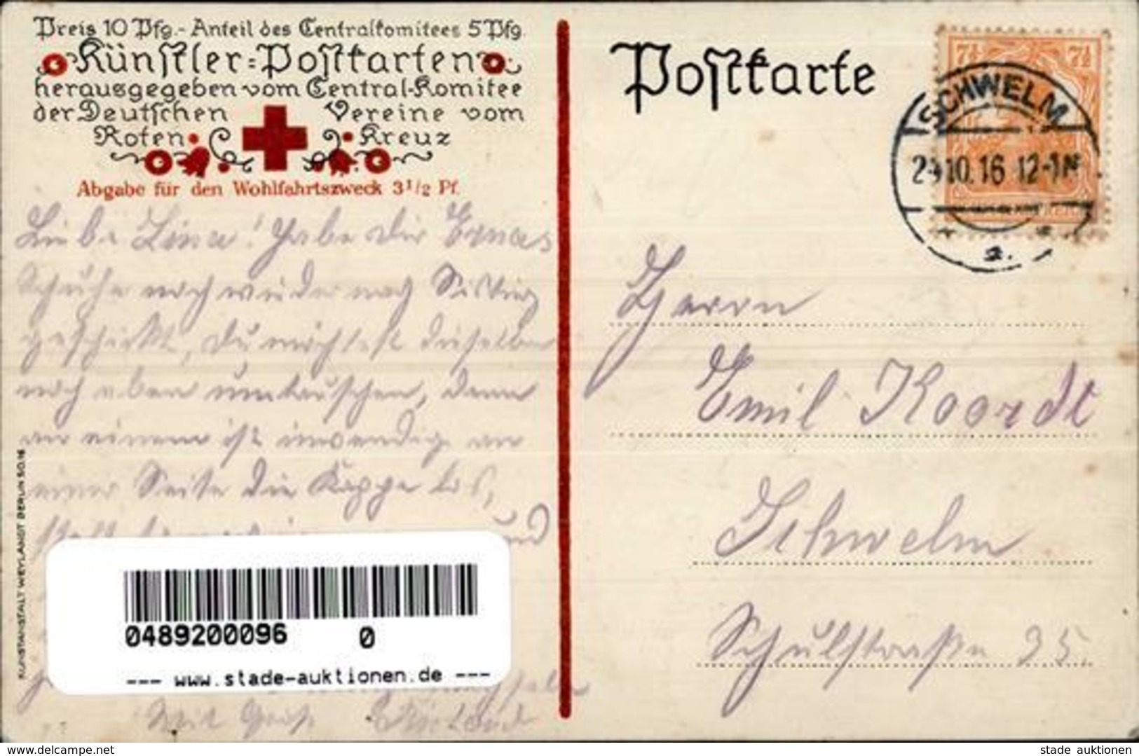 Propaganda WK I Sign. Immhäuser, Hedwig Rotes Kreuz  Künstlerkarte 1916 I-II - Geschichte