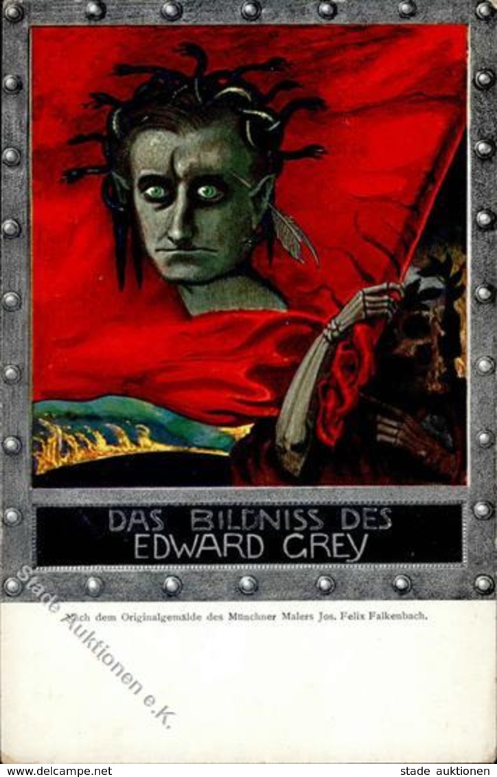 KRIEGSPOSTKARTE 67 - Das Bildnis Des Edward GREY - Künstlerkarte Sign. J.Felix Falkenbach I - War 1914-18
