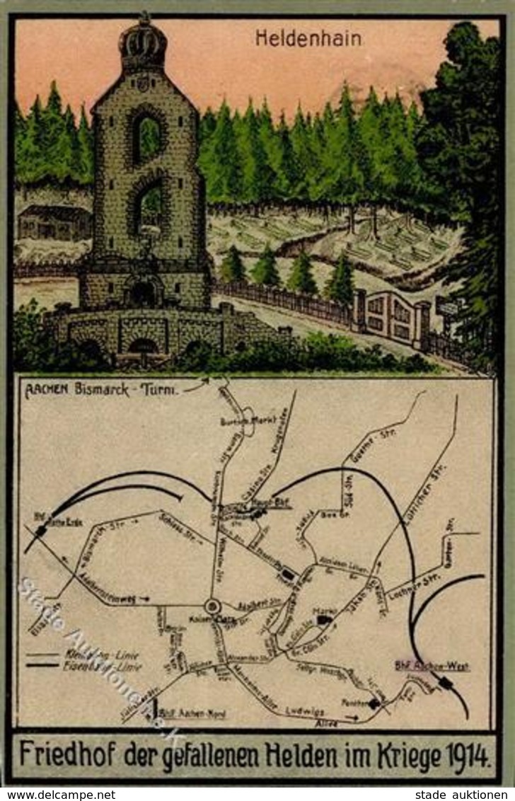 WK I Aachen (5100) Heldenhain (Bismarck-Turm) Friedhof Der Gefallenen Helden Im Kriege 1914, Als Feldpost, 1917 I-II - Weltkrieg 1914-18