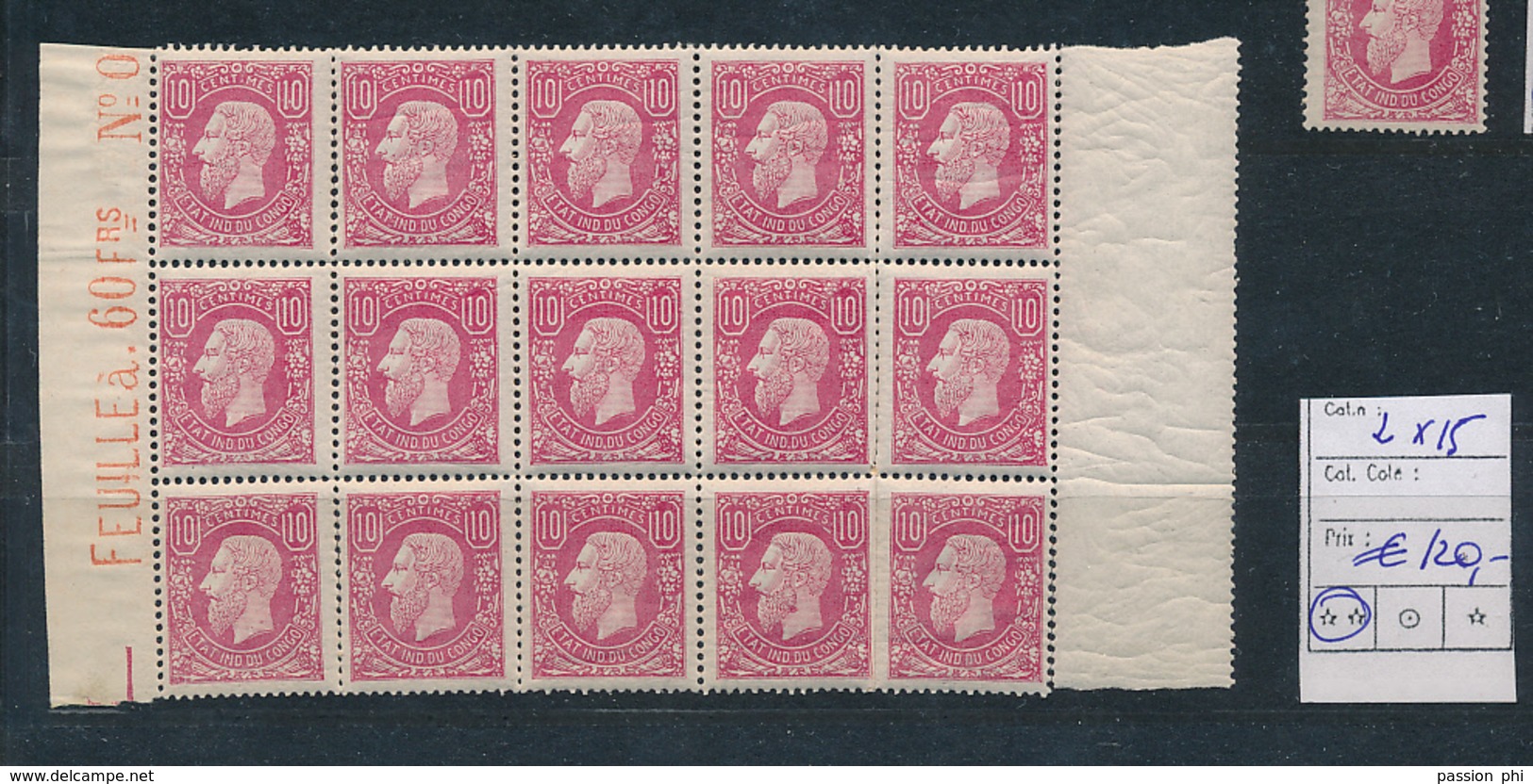 BELGIAN CONGO 1886 ISSUE COB 2 MNH - 1884-1894