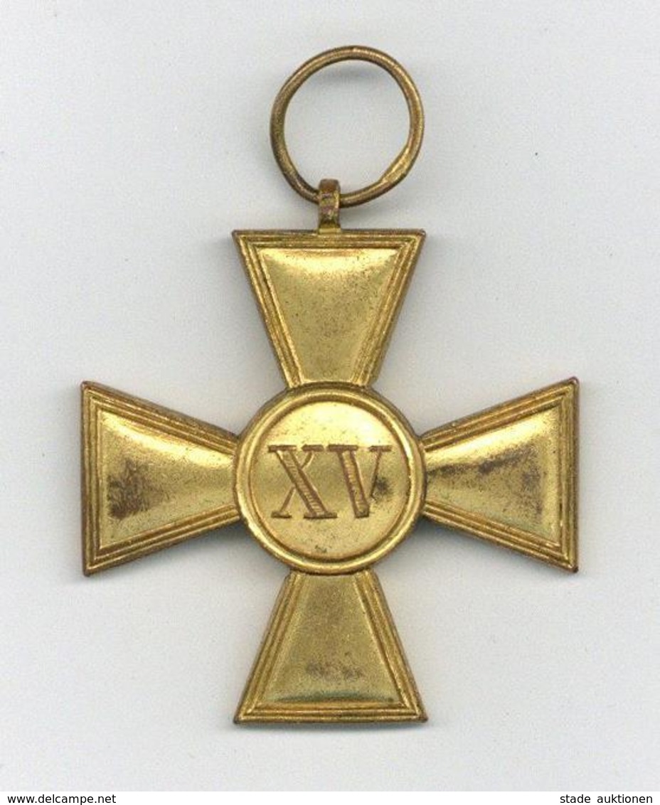 WK I Orden Dienstauszeichnung Kreuz 1. Klasse Vergoldet Für Den Soldatenstand Nach XV Dienstjahren Kreuz Weißmetall Verg - Weltkrieg 1914-18