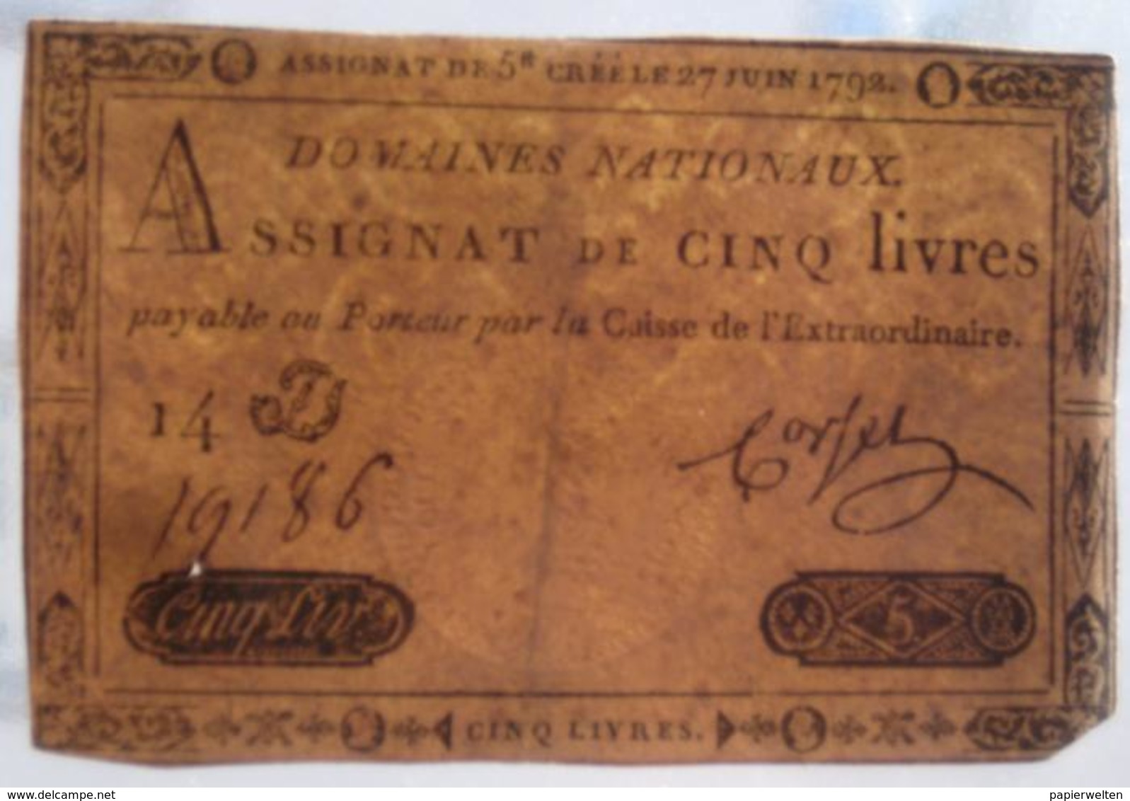 Assignat - 5 Livres 1792 (WPM A60) - Assignate