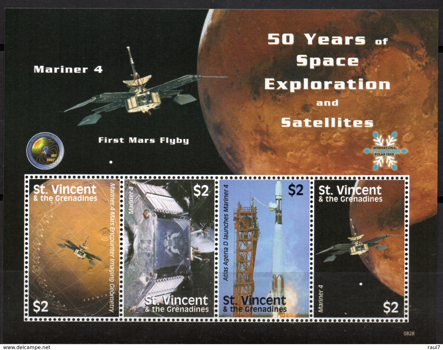 St Vincent 2008 - Exploration Spatial, Satellites, Année Polaire Internationale - BF 4 Val Neuf // Mnh - St.Vincent & Grenadines