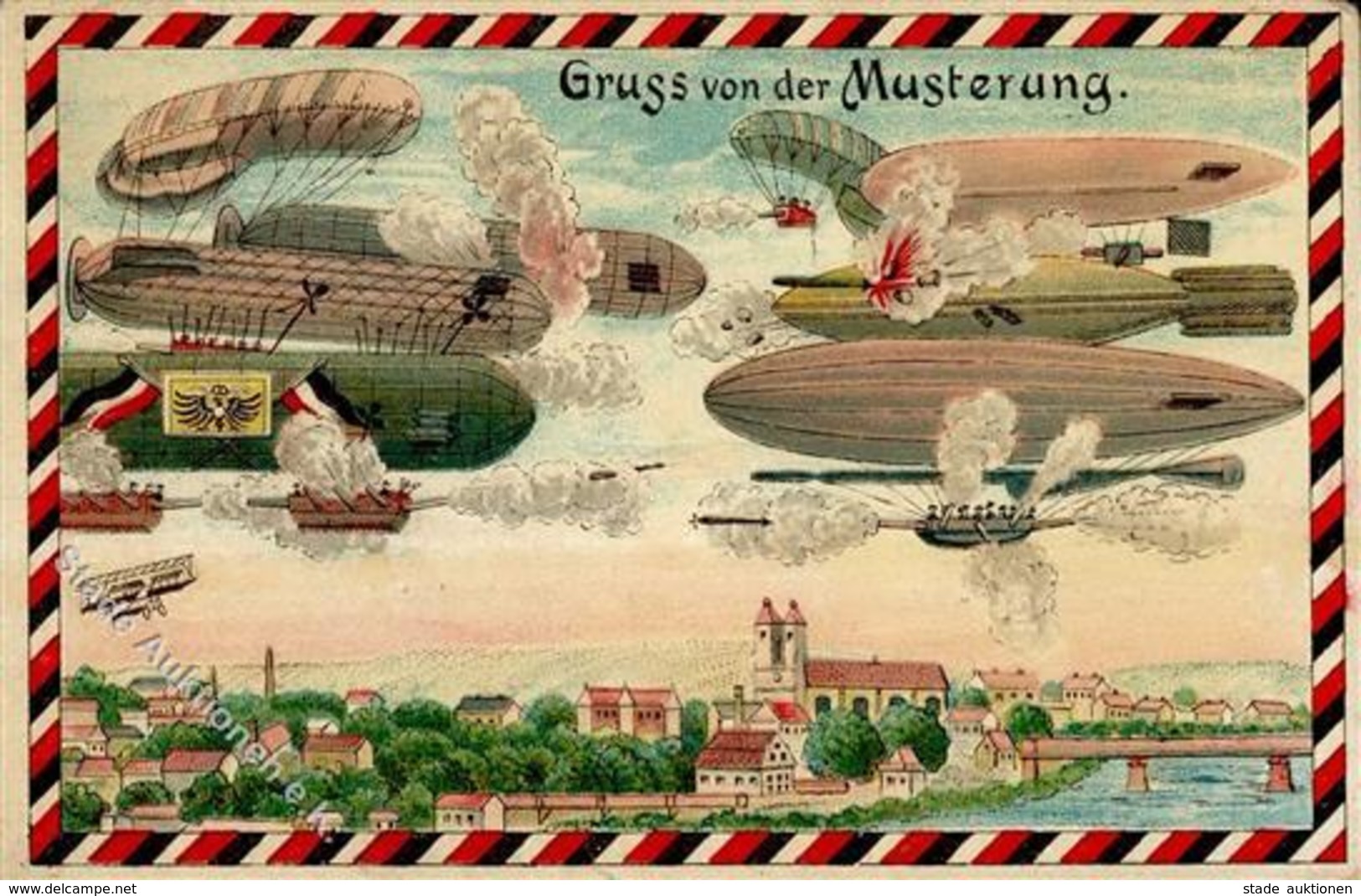 Musterung Ballon Flugzeug 1914 I-II Aviation - Weltkrieg 1914-18