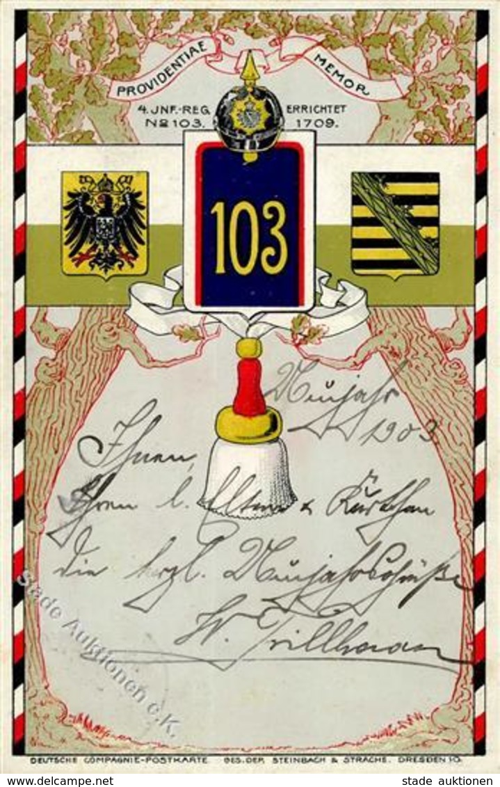 Regiment Bautzen (O8600) Nr. 103 Infant. Regt. 1903 I-II - Regiments