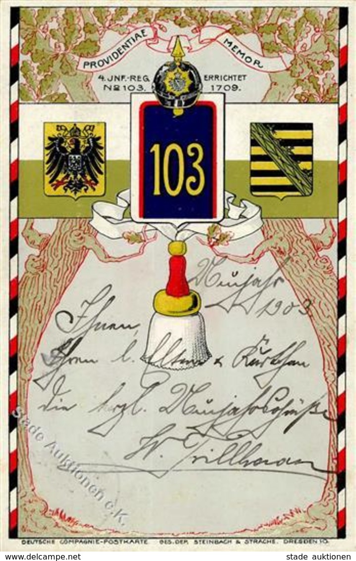 Regiment Bautzen (O8600) Nr. 103 Infant. Regt. 1903 I-II - Regimente