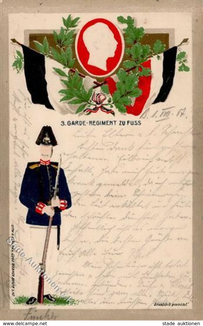 Regiment Berlin Mitte 3. Garde Regt. Zu Fuß Prägedruck 1907 I-II - Regimente