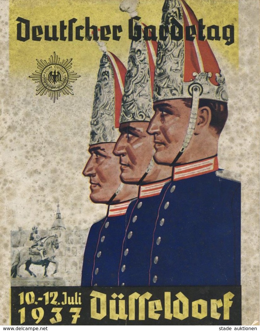Regiment Broschüre Deutscher Gardetag 1937 Düsseldorf 36 Seiten II (Einband Rücken Einriss, Fleckig) - Regimente