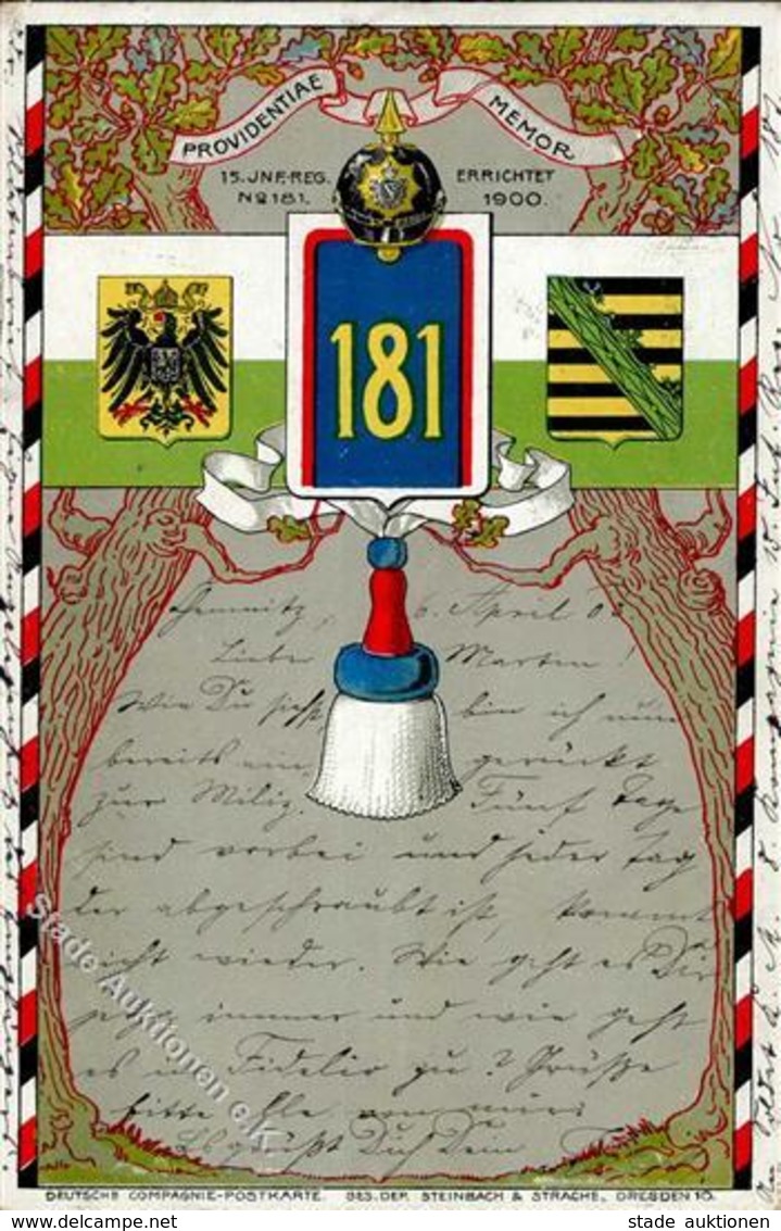 Regiment Chemnitz (O9000) Nr. 181 Infant. Regt. 1903 I-II - Regimente