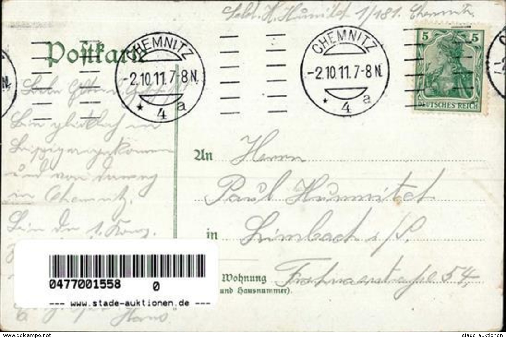 Regiment Chemnitz (O9000) Nr. 181 Infant. Regt. 1911 I-II - Regimente