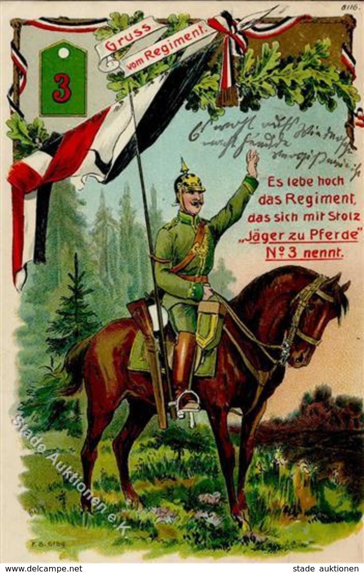 Regiment Colmar (68000) Frankreich Nr. 3  Jäger Zu Pferde  1908 I-II - Regimente