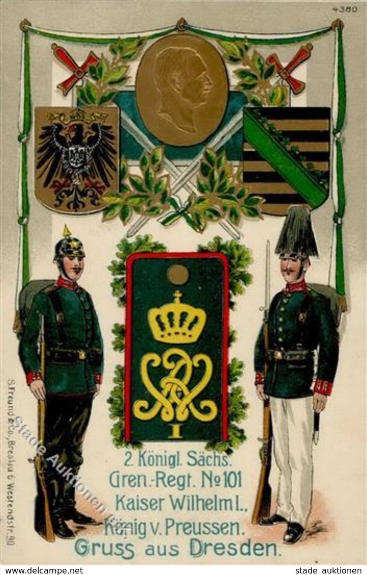 Regiment Dresden (O8000) Nr. 101 2. Königl. Sächs. Gren. Regt. Kaiser Wilhelm I.  1910 I-II - Regimientos