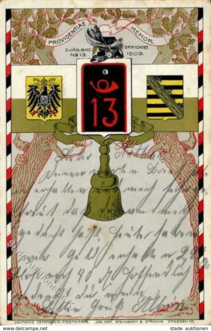 Regiment Dresden (O8000) Nr. 13 2. Jäger Bataillon 1904 I-II - Regimente