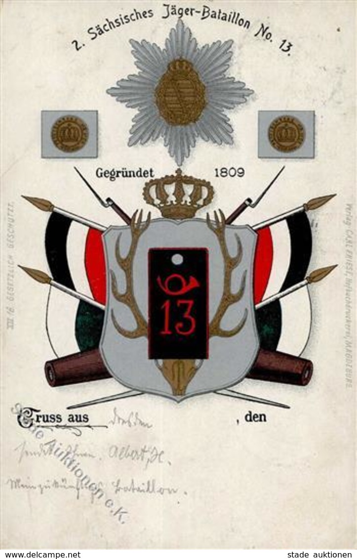 Regiment Dresden (O8000) Nr. 13 2. Sächs. Jäger Bataillon 1906 I-II - Regimente