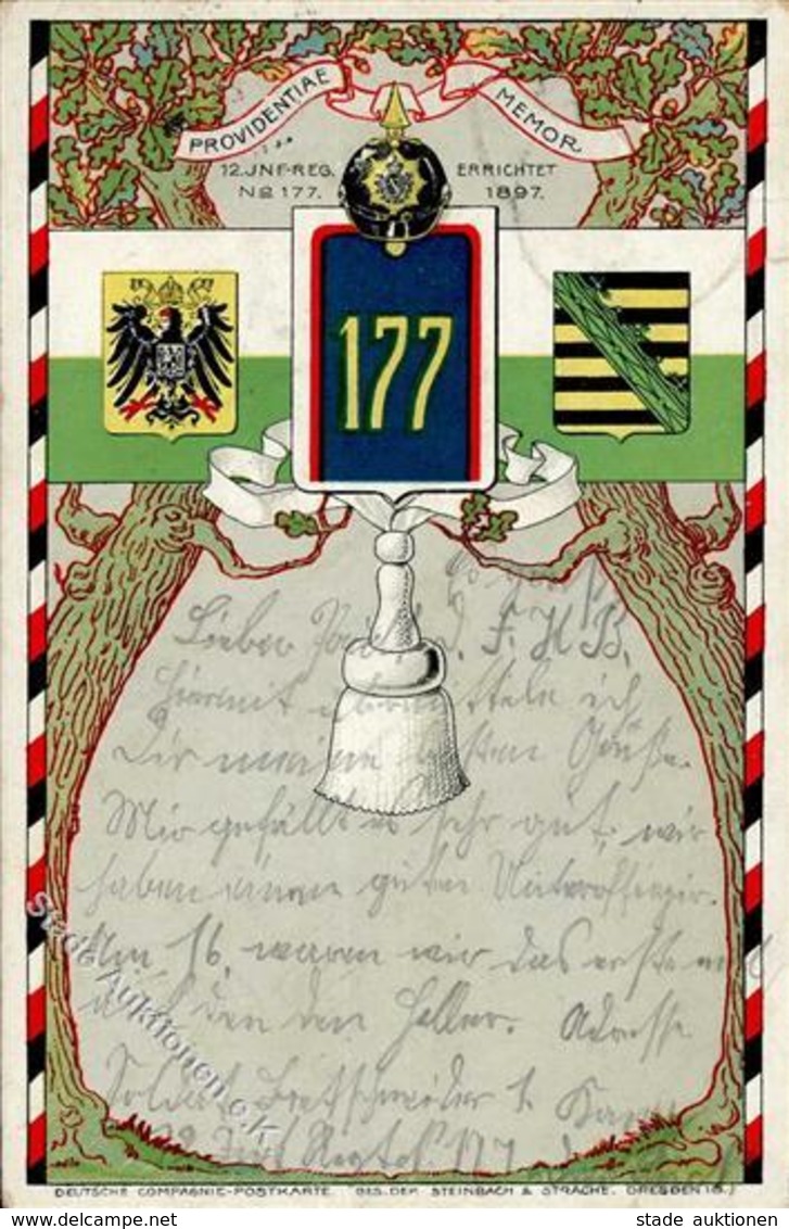 Regiment Dresden (O8000) Nr. 177 Infant. Regt. 1907 I-II - Regimente