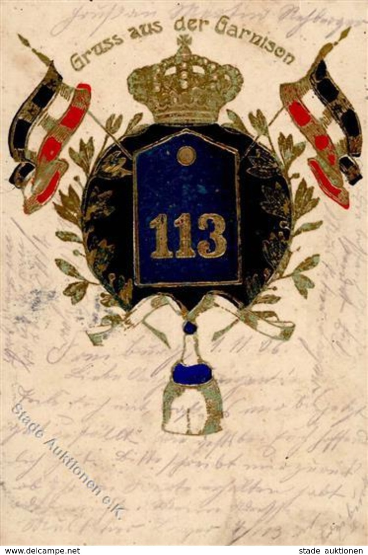 Regiment Freiburg (7800) Nr. 113 Infant. Regt. Garnison 1906 I-II (fleckig) - Regimente