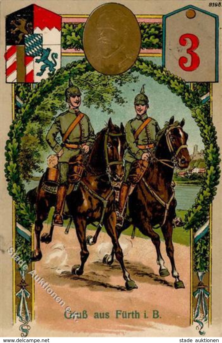 Regiment Fürth (8510) Nr. 3 Infant. Regt. Prägedruck 1915 I-II - Reggimenti