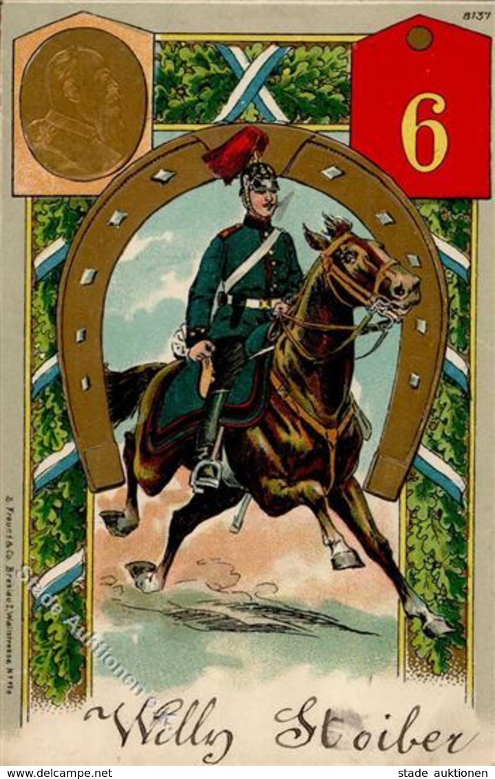 Regiment Fürth (8510) Nr. 6 Feld-Artillerie Regt. Prägedruck 1909 I-II - Regimientos