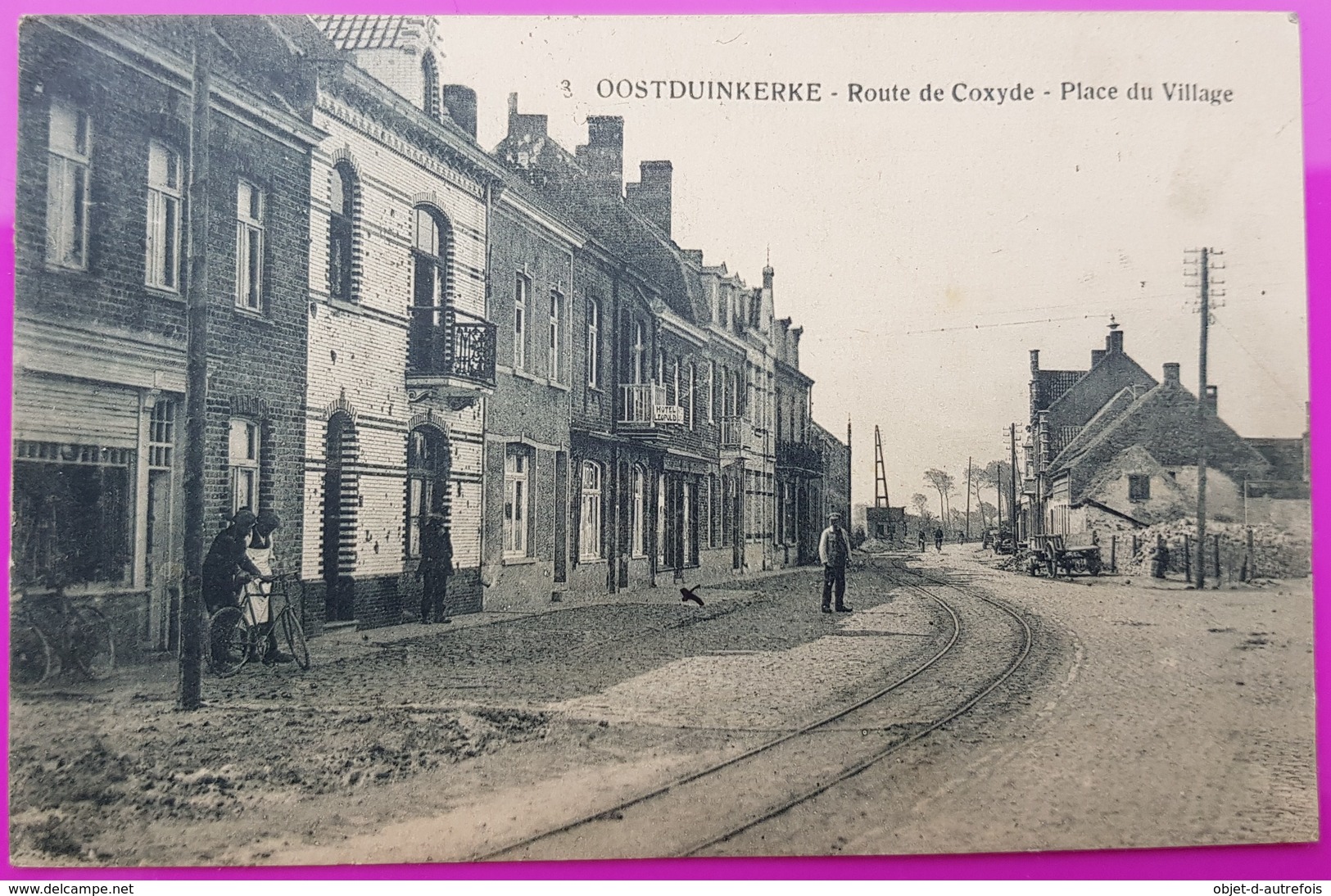 Cpa Oostduinkerke Route De Coxyde Place Du Village Rare Carte Postale Belgique Flandre Occidentale - Oostduinkerke