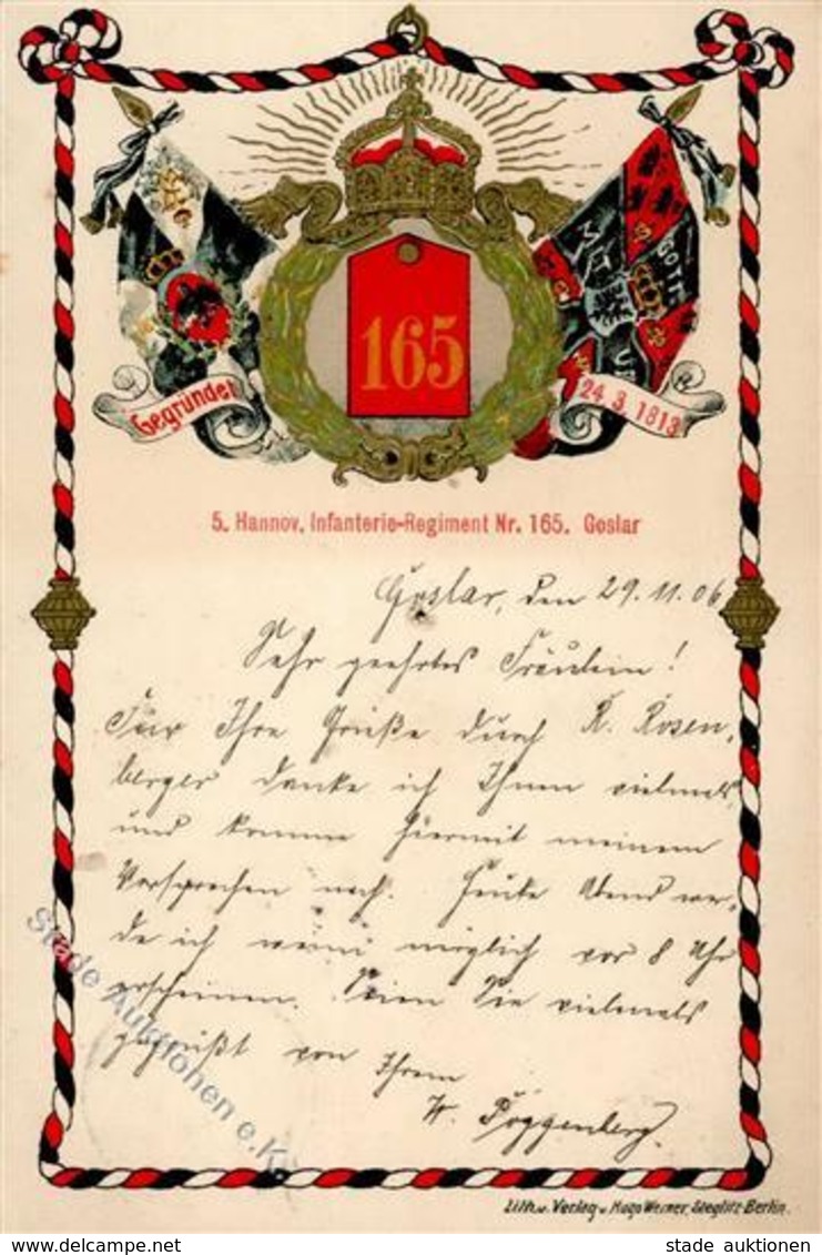 Regiment Goslar (3380) Nr. 165 Infant. Regt. Prägedruck 1906 I-II - Regimente