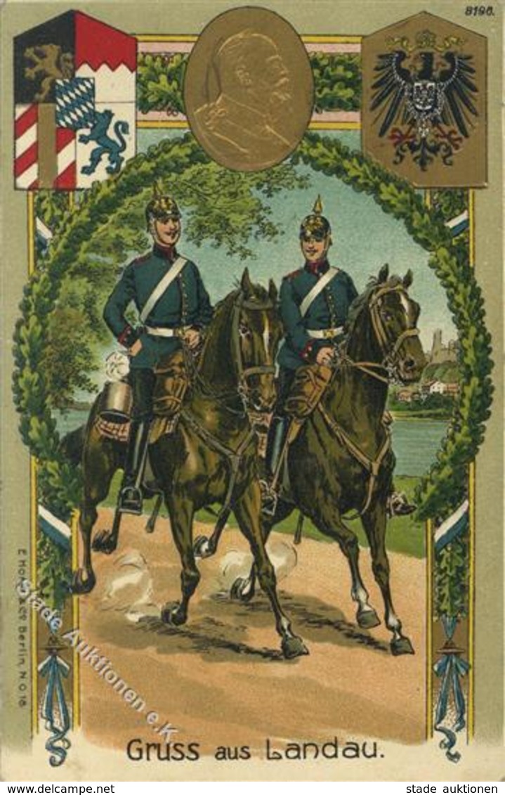 Regiment Landau (6740) Feld-Artillerie Regt. Prägedruck 1912 I-II - Regimente