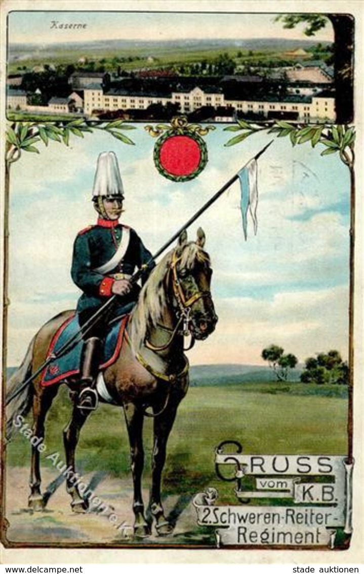 Regiment Landshut (8300) Nr. 2 Schweren Reiter Regt.  Kaserne  1913 I-II - Regiments