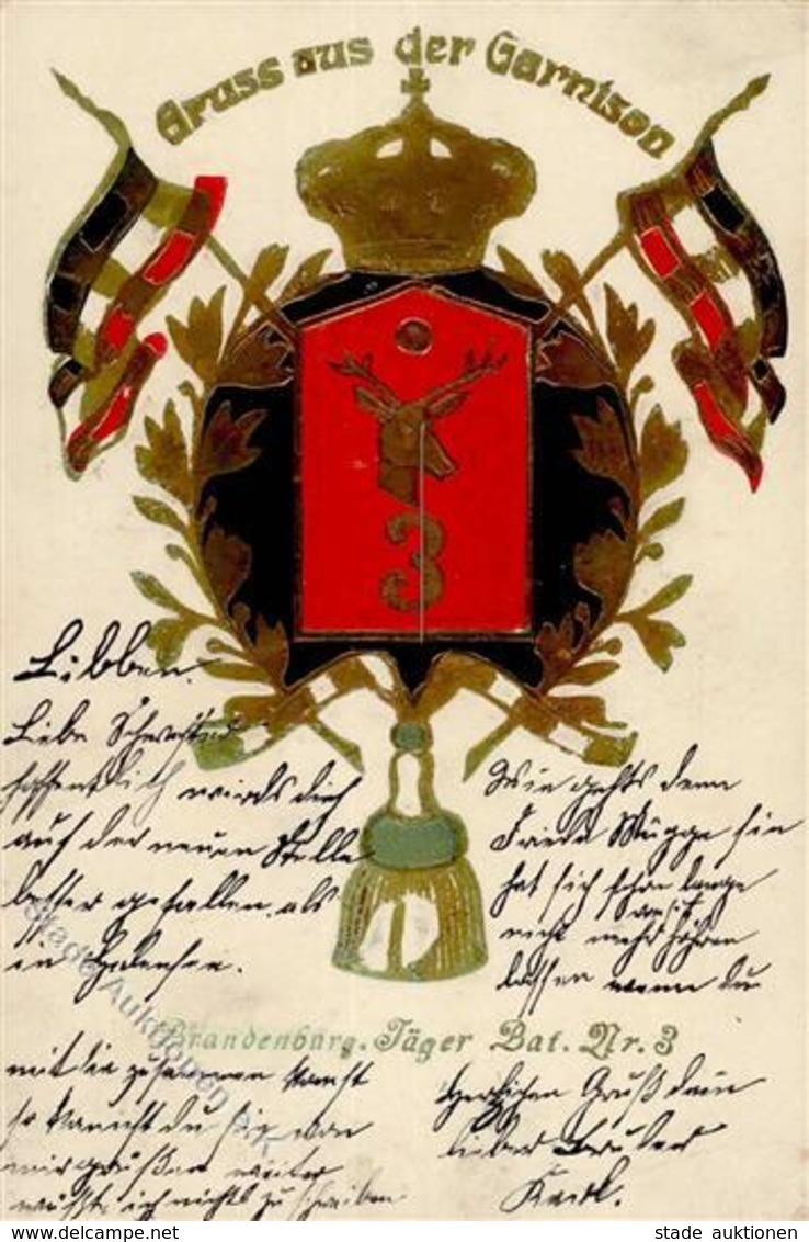 Regiment Lübben (O7550) Nr. 3 Brandenb. Jäger Bataillon Garnison Prägedruck 1909 I-II - Regimente