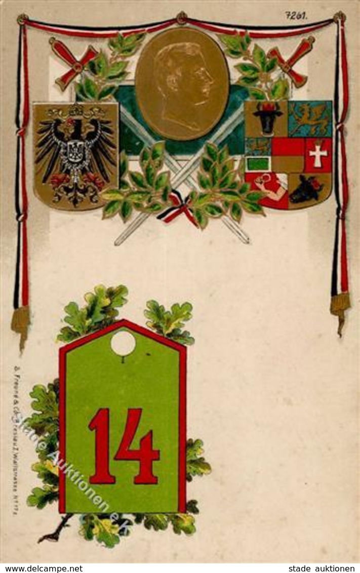 Regiment Mulhouse (68100) Frankreich Nr. 14  Jäger Regt. Prägedruck 1915 I-II - Regimente