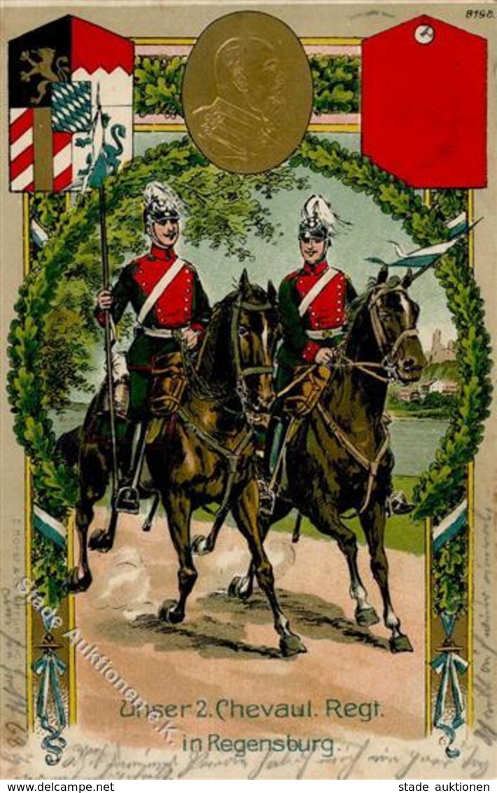 Regiment Regensburg (8400) Nr. 2. Chevaul. Regt. Prägedruck 1911 I-II (fleckig) - Regimente