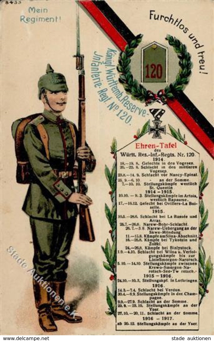 Regiment Stuttgart (7000) Nr. 120 Reserve Infant. Regt. 1917 I-II - Regimente