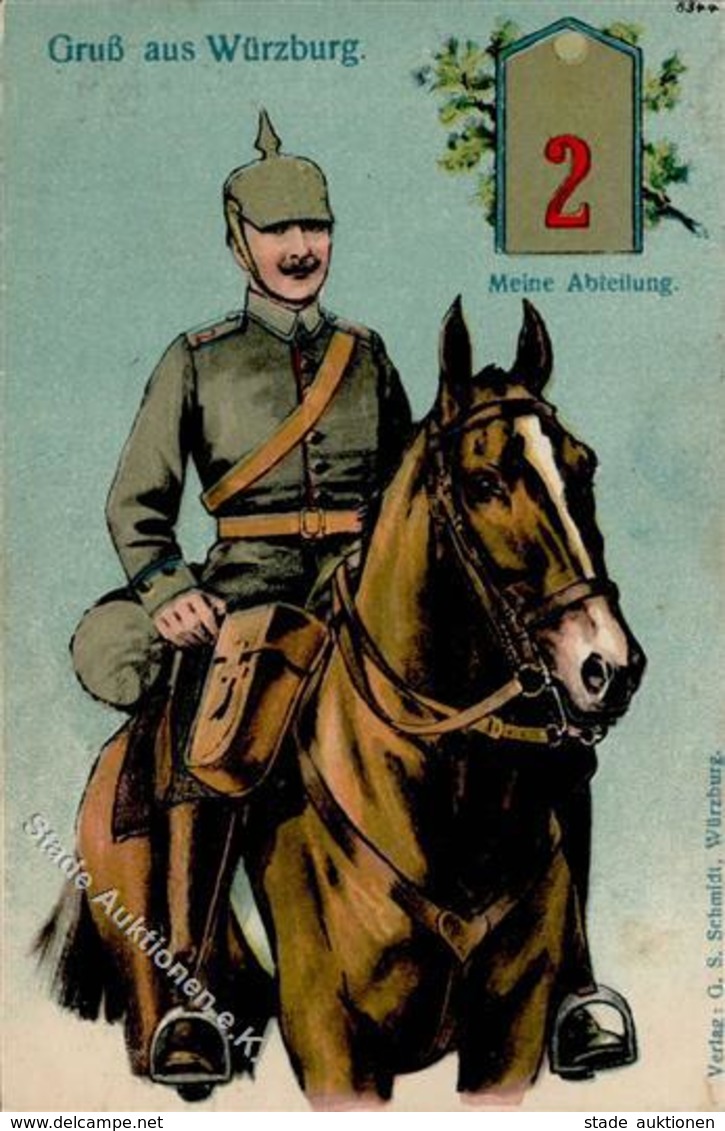 Regiment Würzburg (8700) Bayr. Fernsprech Abt. Nr. 2 Prägedruck 1917 I-II - Regimente