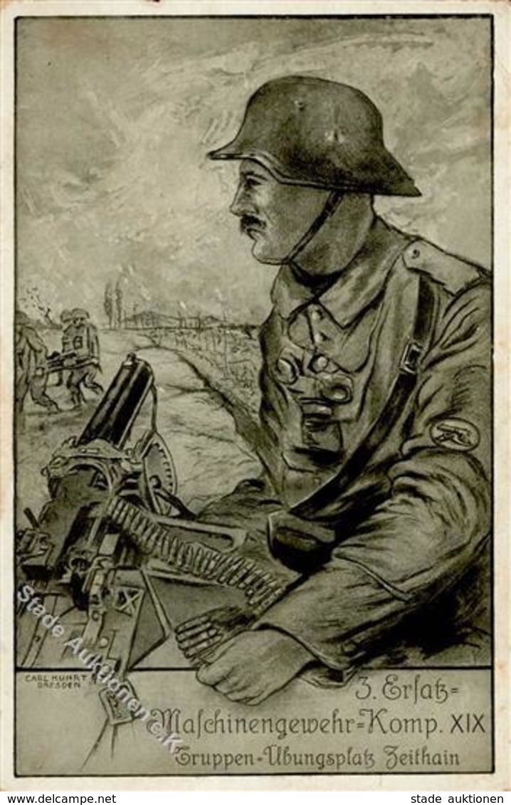 Regiment Zeithain (O8401) 3. Ersatz Maschinengewehr Komp. XIX 1918 I-II - Regimente