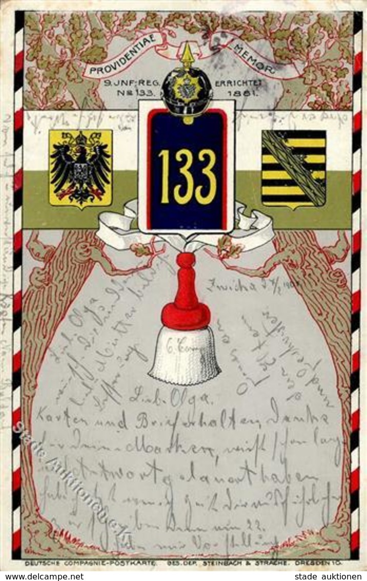 Regiment Zwickau (O9500) Nr. 133 Infant. Regt. 1904 II (fleckig, Eckbug) - Regimente