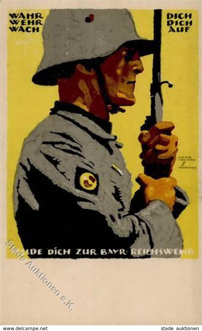Weimarer Republik Bayer. Reichswehr Sign. Hohlwein, Ludwig Künstlerkarte I-II - Geschichte