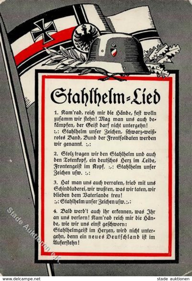 Weimarer Republik Stahlhelm Lied Lieder AK I-II - Storia